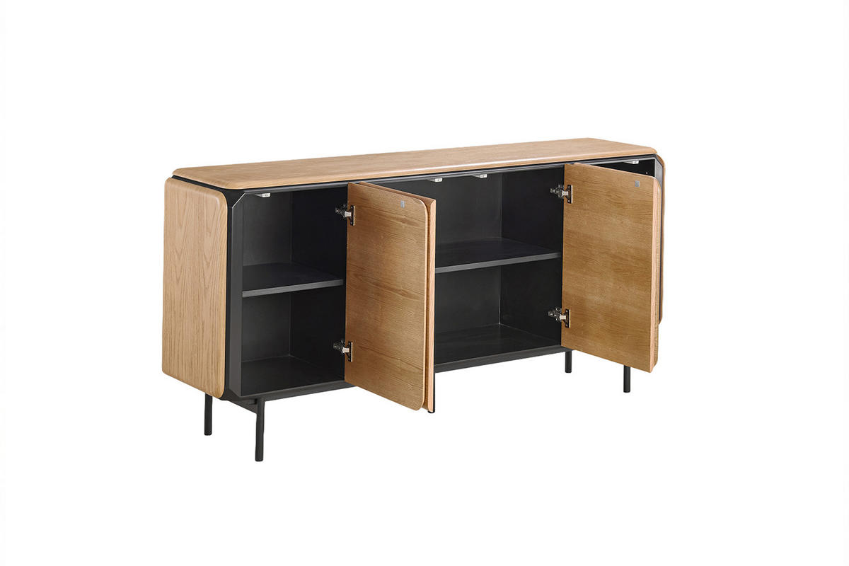 SIDEBOARD AVRIL Braun Eiche - Schwarz/Braun, Holzwerkstoff/Metall (181/87/40cm) - KAWOLA