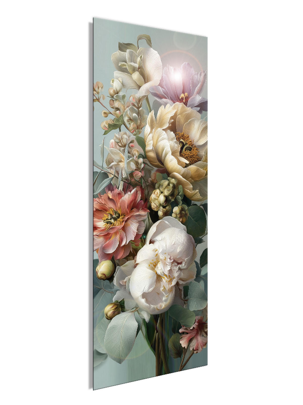 GLASBILD 30x80 cm Blumen Vintage - Beige, Glas (30/80cm) - artissimo