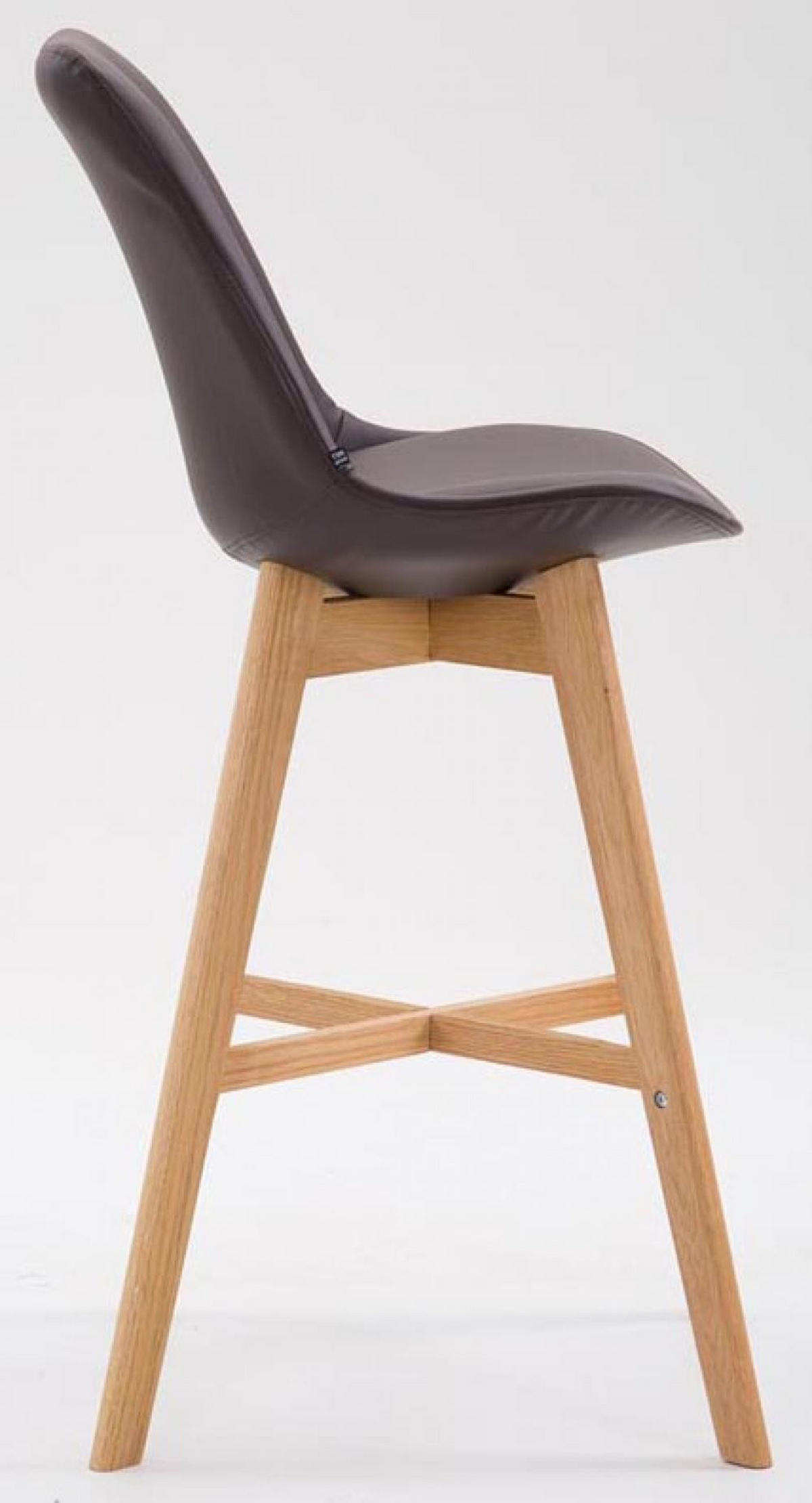 BARHOCKER 2er Set Lederlook braun - Eukalyptusholzfarben/Braun, Holz/Textil (48/112/56cm) - CLP