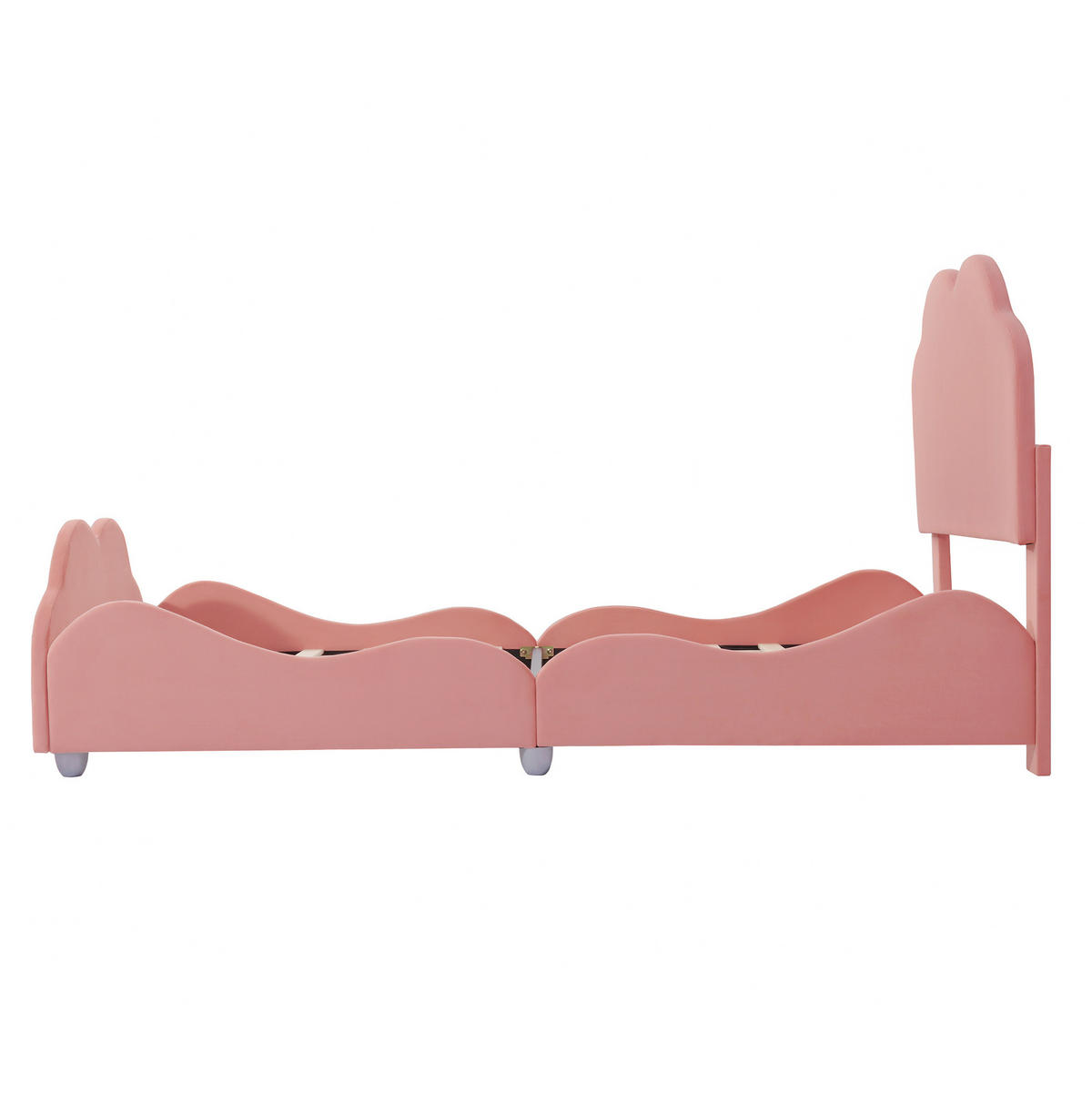 KINDEREINZELBETTEN aus Samt 90x200 cm in Rosa mit Rausfallschutz - Rosa, Textil (90/200cm) - Modfu