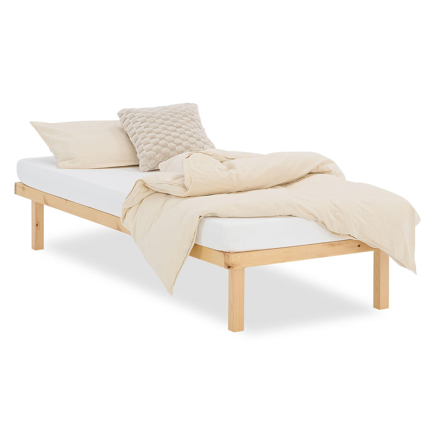 HOLZBETT 90/200 cm natur + Lattenrost - Naturfarben, Holz (90/200cm) - Homestyle4u