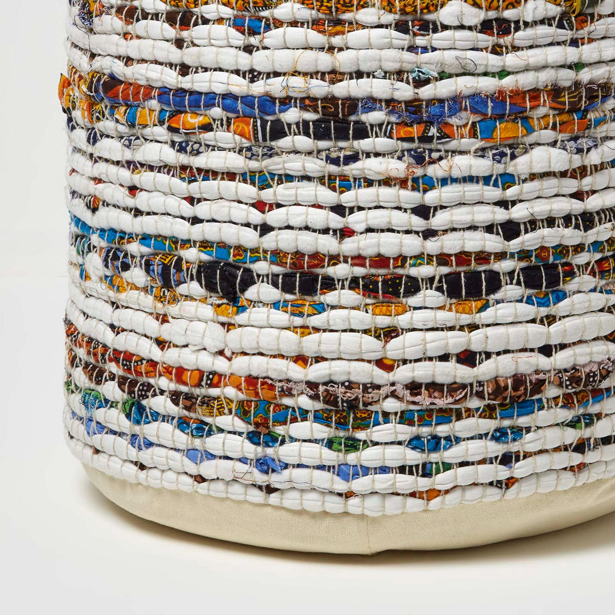 SITZPOUF rund, creme-bunt gemustert 40/40/45 cm - Multicolor, Textil (45/40/45cm) - Homescapes