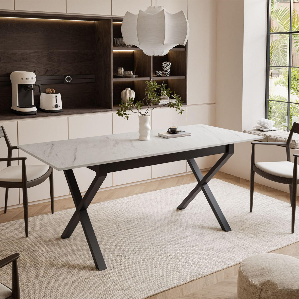 ESSTISCH ARTON II ausziehbarer Tisch 140-195 cm für 6-8 Personen - Multicolor/Schwarz, Holzwerkstoff/Metall (140/80/77cm) - Lookway
