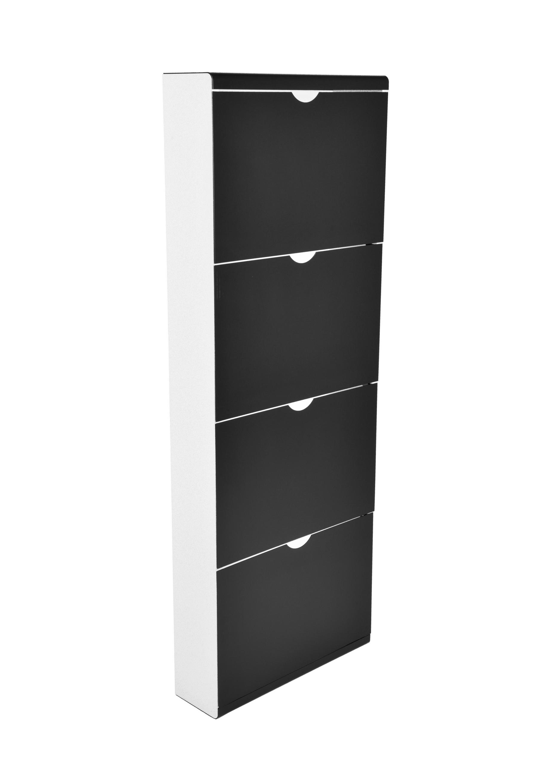 SCHUHKIPPER Eddi 4 Kippladen Holz Schwarz 138x51x16cm - Schwarz, Holz (51/138/16cm) - DELUKE