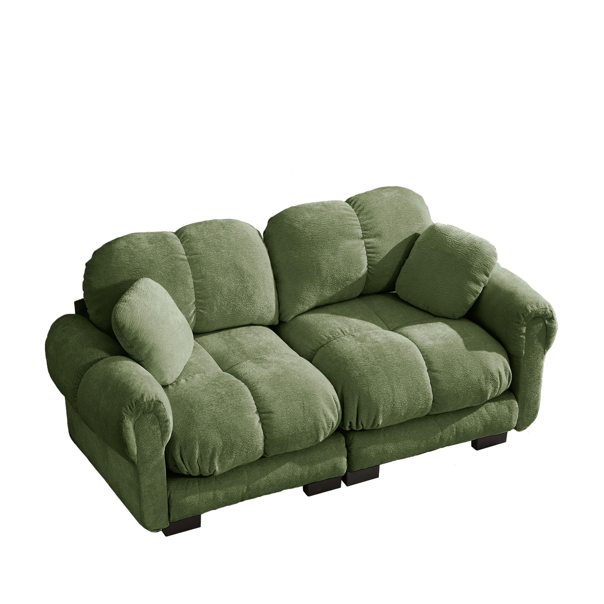SOFA 190/86/90 cm in Grün aus Chenille mit modularem Stecksystem - Grün, Textil (86/90/190cm) - Flora Grace