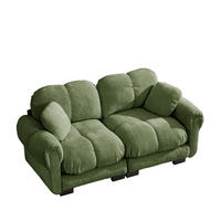SOFA 190/86/90 cm in Grün aus Chenille mit modularem Stecksystem - Grün, Textil (86/90/190cm) - Flora Grace