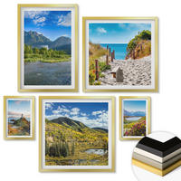 WANDBILDER 5er Set - 50x50 cm & 20x30 cm & 40x60 cm Goldrahmen - See, Brücken, Berge - Goldfarben, Kunststoff (40/60cm) - ArtPrintCave