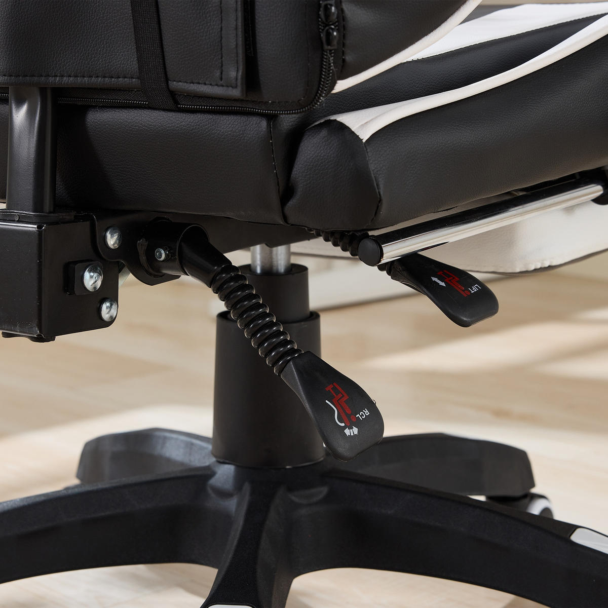 DREHSTUHL B64 / T58 / H116.5-126 cm,, Rennsport‑Design, höhenverstellbar & neigbar, mit Fußstütze,Weiß - Weiß, Kunststoff (58/116.5/64.5cm) - Redom