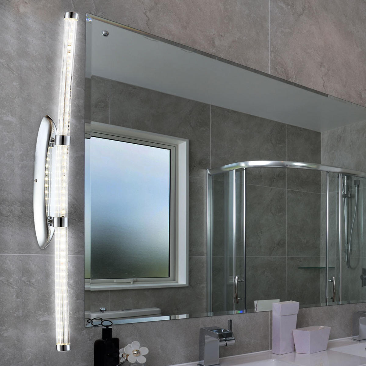 LED WANDLEUCHTE Candy Chrom Silber - Silberfarben, Metall (7/11/81.4cm) - Globo Lighting