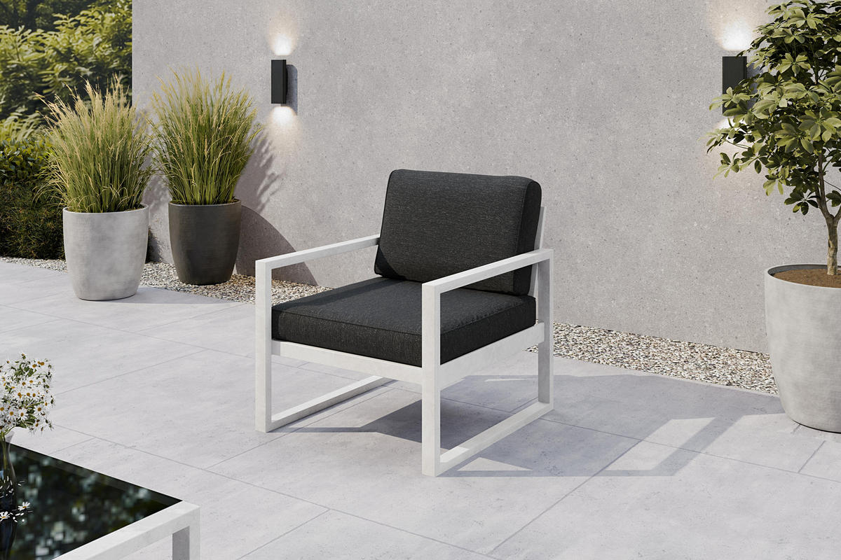 GARTENSESSEL Madera 76x80 cm, weiß, graubraun - Weiß/Braun, Kunststoff/Metall (76/86/80cm) - Margaret Hadas24