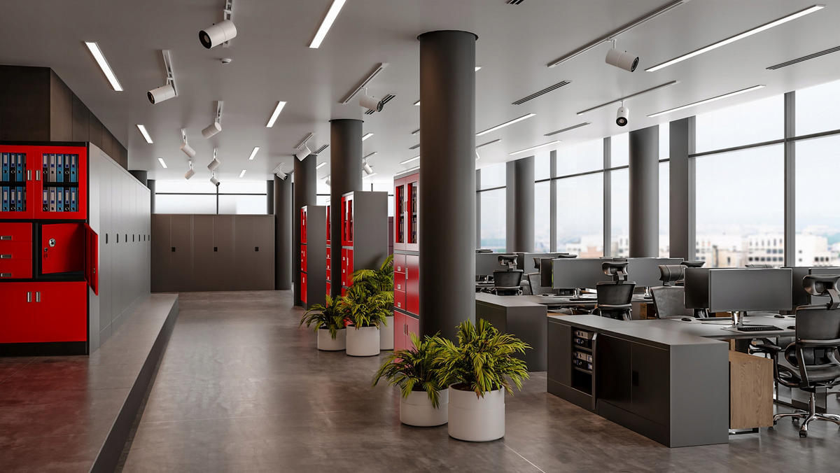 AKTENSCHRANK JAN II - Anthrazit/Rot, Metall (115/185/40cm) - Jan Nowak