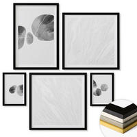 WANDBILDER 5er-Set - 50x50 cm & 20x30 cm & 40x60 cm Schwarzer Rahmen - Abstrakte Kunst, Farbspritzer - Schwarz, Kunststoff (40/60cm) - ArtPrintCave