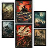 POSTER Set Mit 6 Historische Kampf Auf Boot Panzer Hubschrauber A3 & A4 Schwarzer Rahmen - Schwarz, Papier (29/3cm) - Nacnic