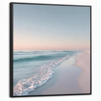 LEINWAND Bilder mit Rahmen - Küstenlinie - Pastell - Wasser - 90x90 - Pastellblau, Textil (90/90cm) - MuchoWow