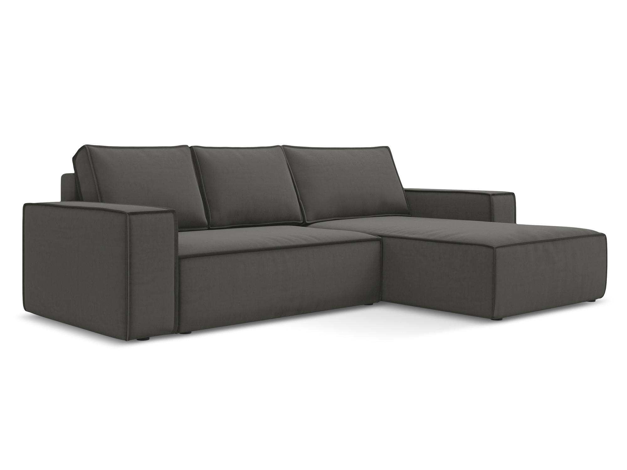 ECKSOFA mit Schlaffunktion Samt Stoff Grau - Dunkelgrau/Schwarz, Kunststoff/Textil (290/185cm) - Makamii