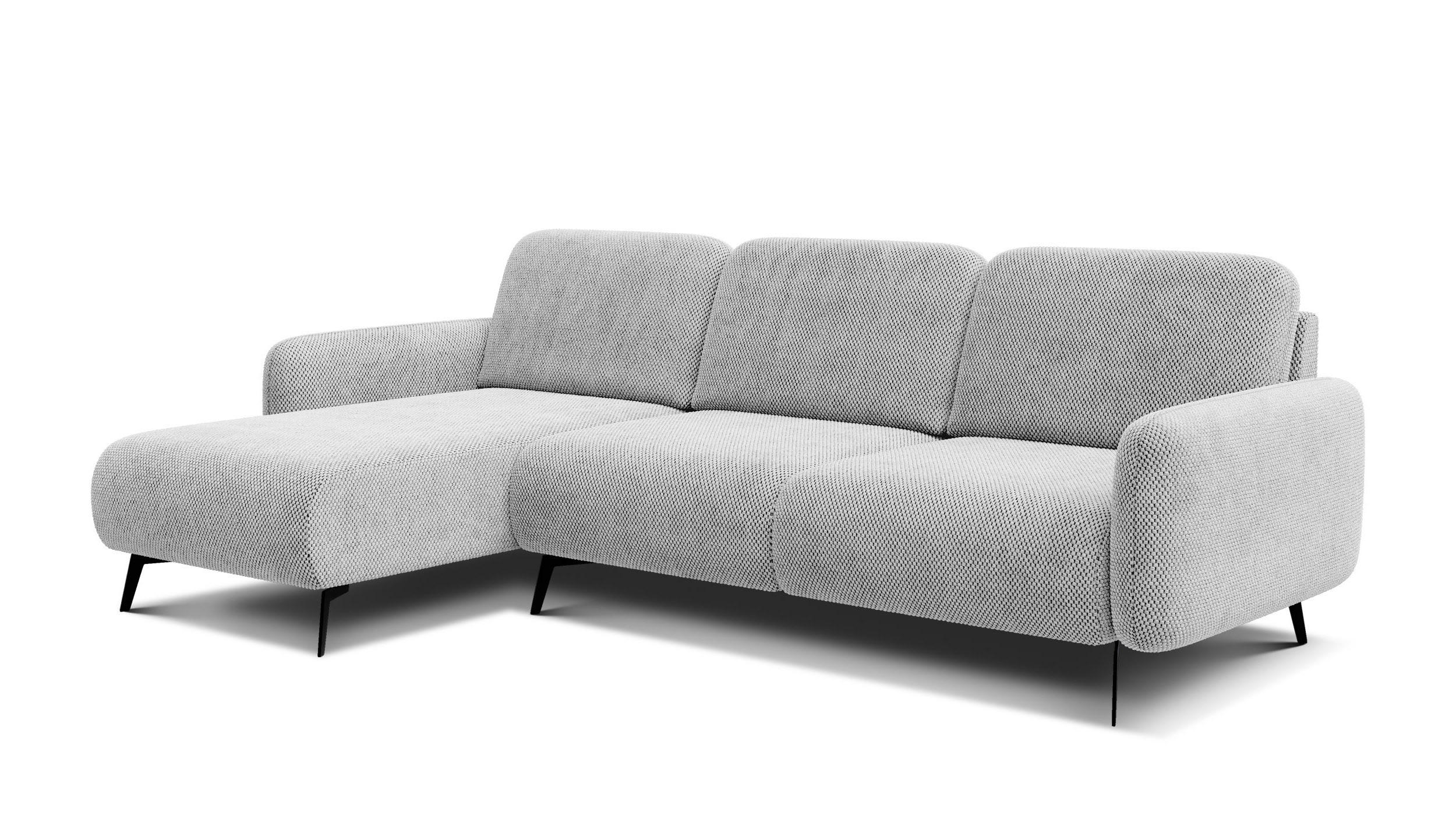 ECKSOFA FEBE 4-Sitzer links, hellgrau - Hellgrau/Schwarz, Holz/Textil (264/157cm) - Courtois Laville