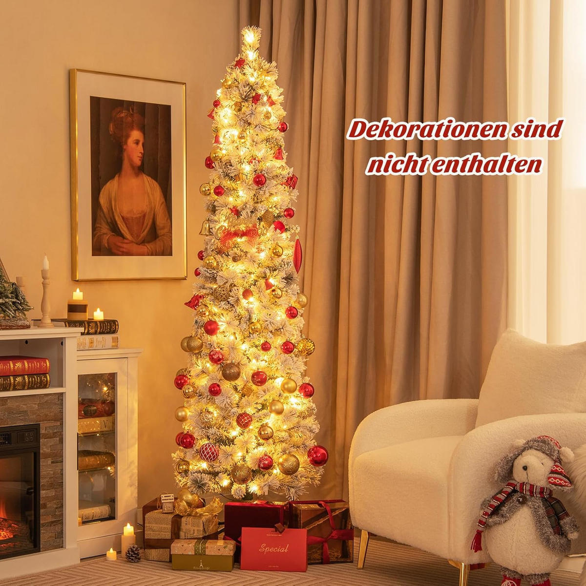 WEIHNACHTSBAUM Weiß - Weiß, Kunststoff (180cm) - COSTWAY