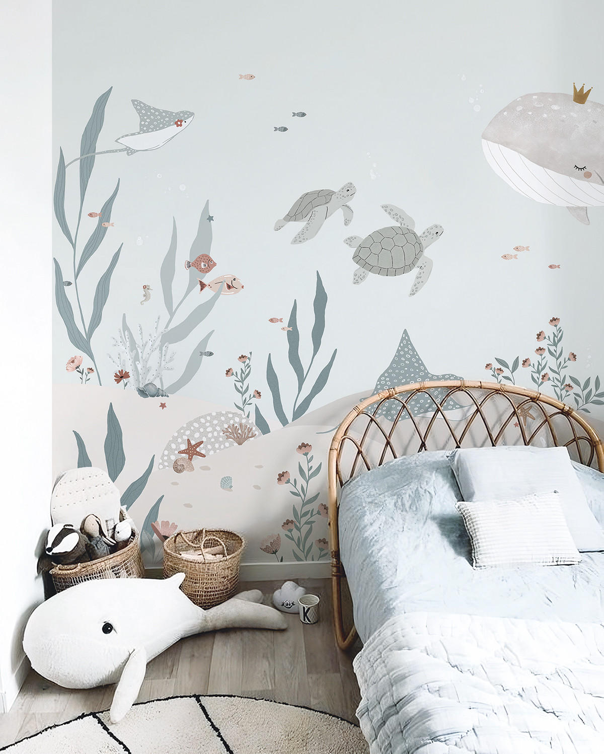 PANORAMA VLIESTAPETE Ocean field 4 m x 248 cm, blau/rosa - Blau/Pastellblau, Papier (248/400cm) - Lilipinso