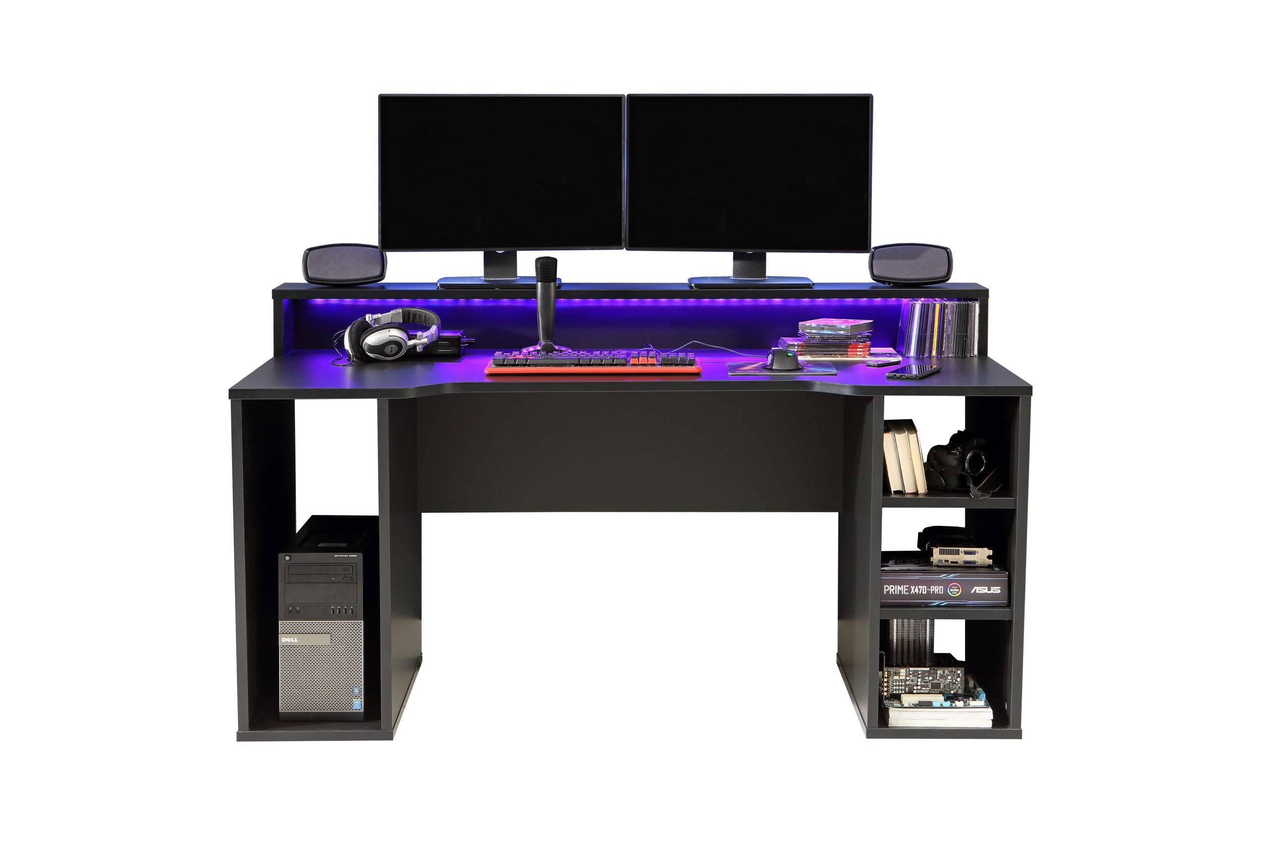 GAMING TISCH Tezaur in Schwarz, Schreibtisch inklusive Beleuchtung 160 cm breit - Schwarz, Holzwerkstoff (91/160/72cm)
