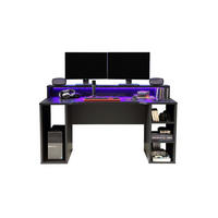 GAMING TISCH Tezaur in Schwarz, Schreibtisch inklusive Beleuchtung 160 cm breit - Schwarz, Holzwerkstoff (91/160/72cm)