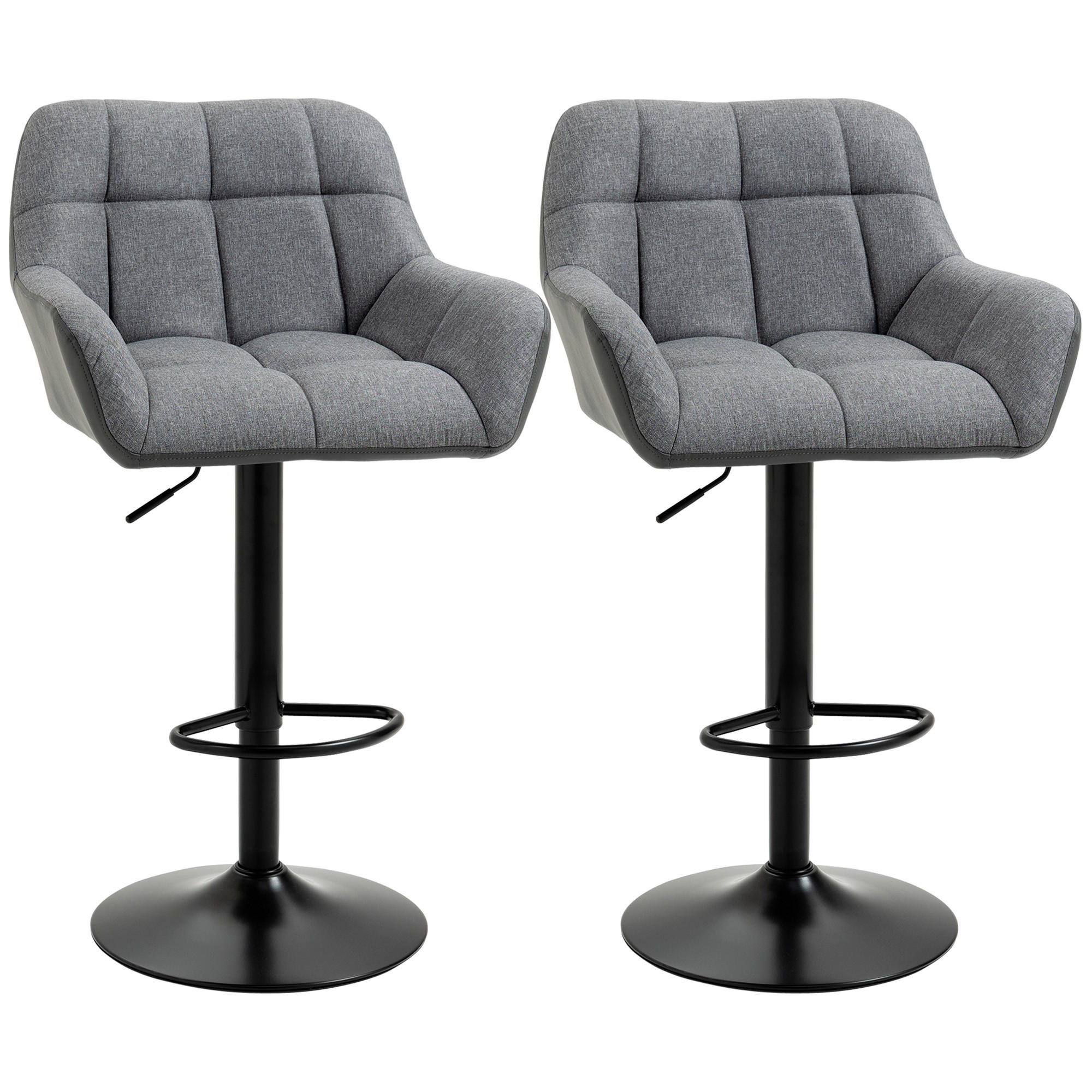 BARHOCKER, Kunstleder-Leder Grau+Schwarz - Grau, Kunststoff (52.5/114/57.5cm) - HOMCOM