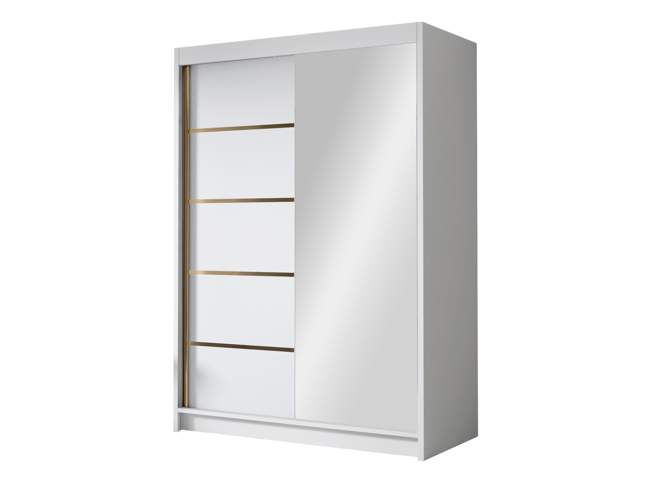 SCHIEBETÜRENSCHRANK Lungo III - Goldfarben/Weiß, Holzwerkstoff/Metall (120/200/58cm) - MIRJAN24