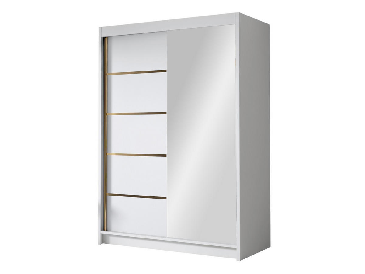 SCHIEBETÜRENSCHRANK Lungo III - Goldfarben/Weiß, Holzwerkstoff/Metall (120/200/58cm) - MIRJAN24