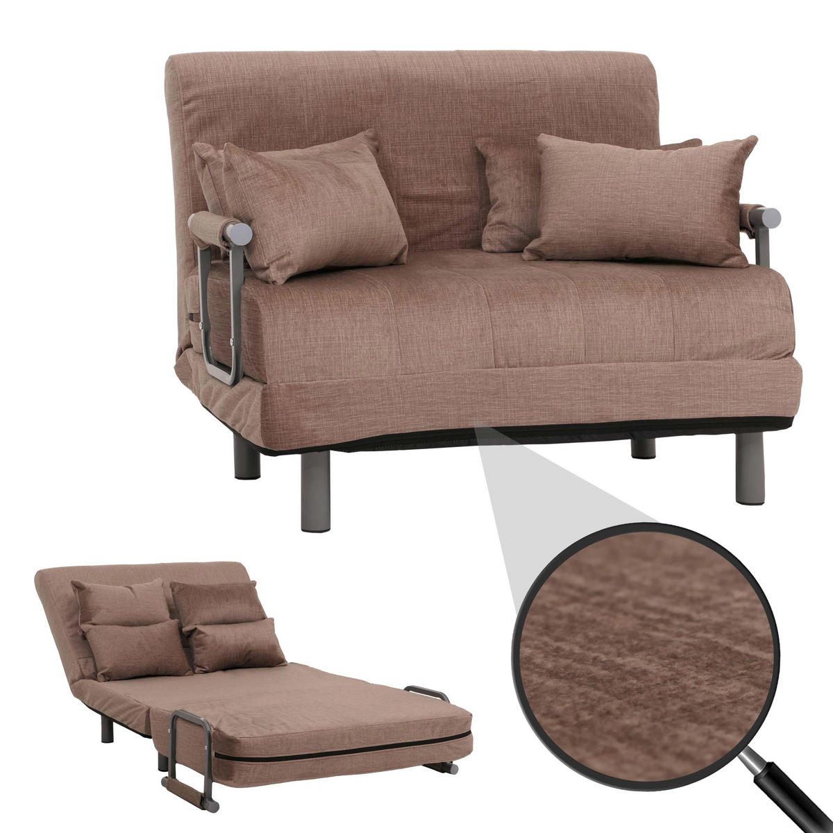 SCHLAFSESSEL Braun - Braun, Textil (105/80/190cm) - MCW