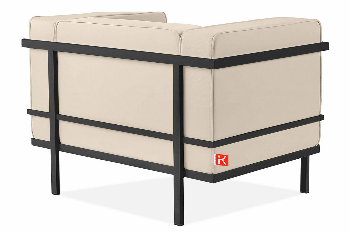 GARTENSESSEL TRIGLO Stahlgestell, Modern, Dunkelgrau/Cremeweiß - Dunkelgrau/Creme, Textil/Metall (99/70/69cm) - KONSIMO®