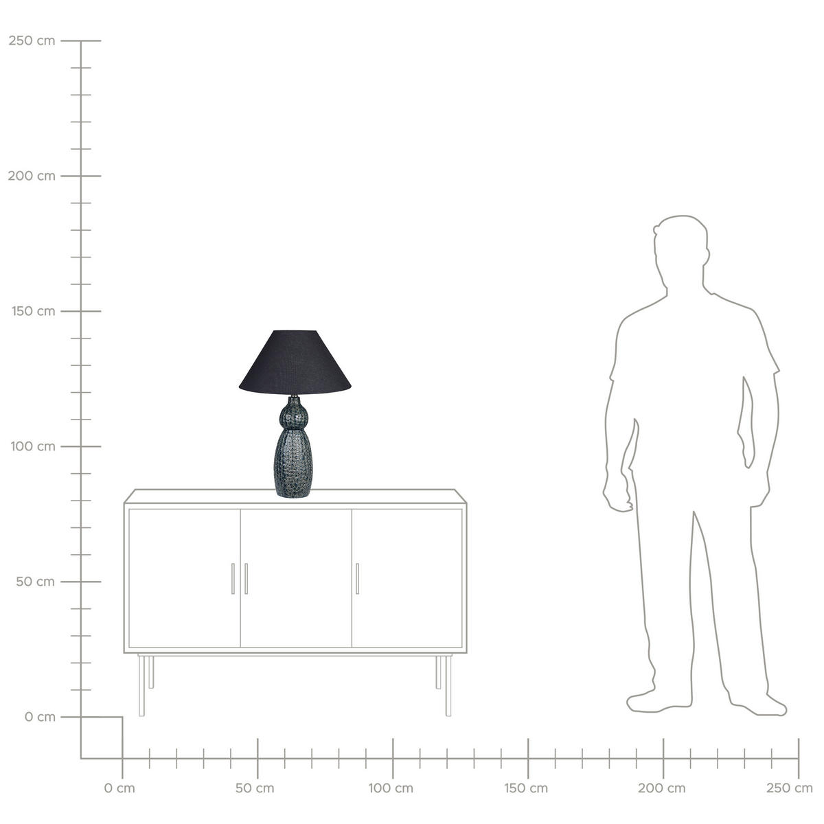 TISCHLAMPE Matina 40/40/60 cm - Blau, Keramik (40/40/60cm) - Beliani