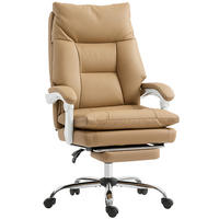 BÜROSTUHL Ergonomischer Schreibtischstuhl mit Lendenwirbelstütze, Fußstütze - Hellbraun/Silberfarben, Kunststoff/Metall (65/121/76cm) - HOMCOM