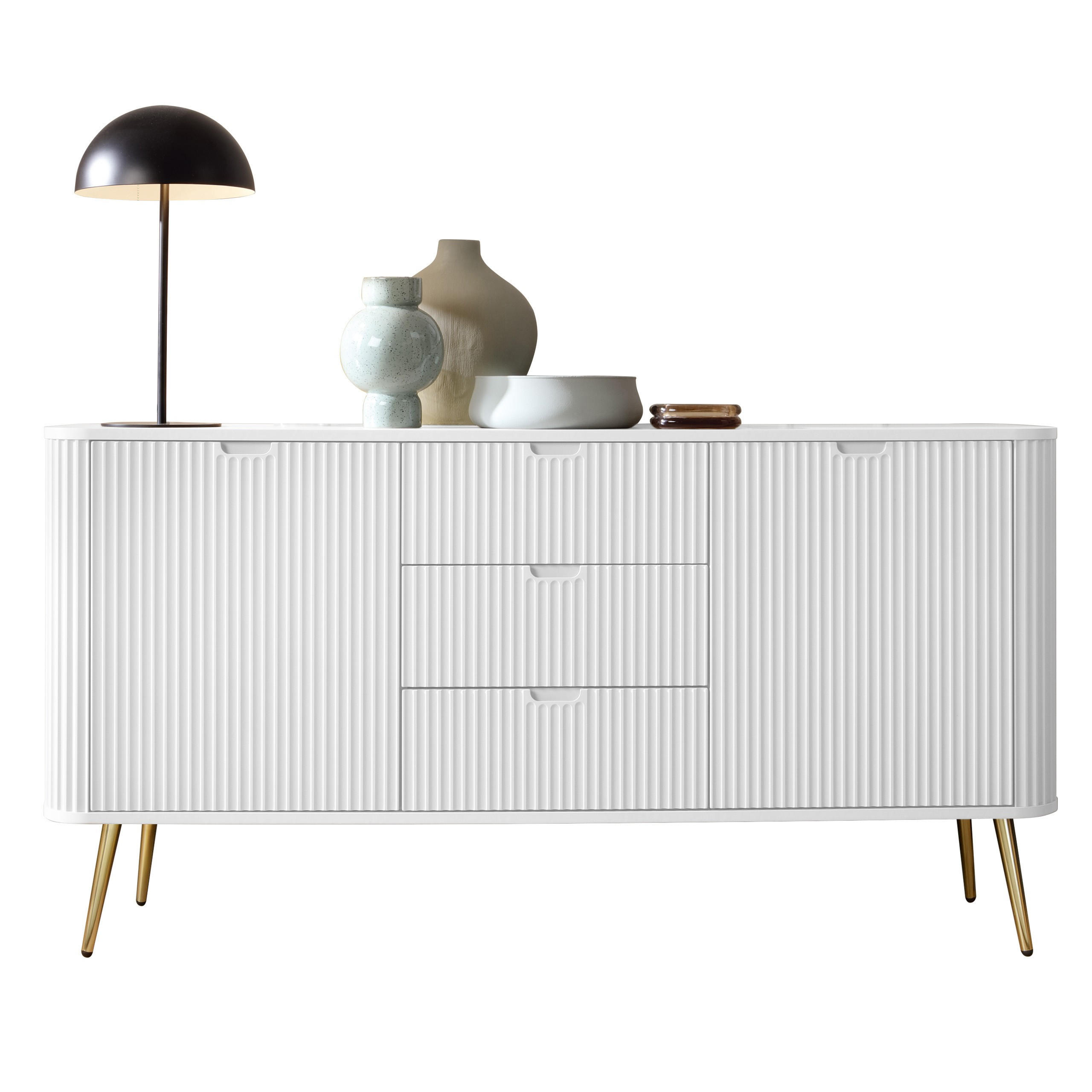 Bettso Kommode Weiß, Gold 168x87x39 cm