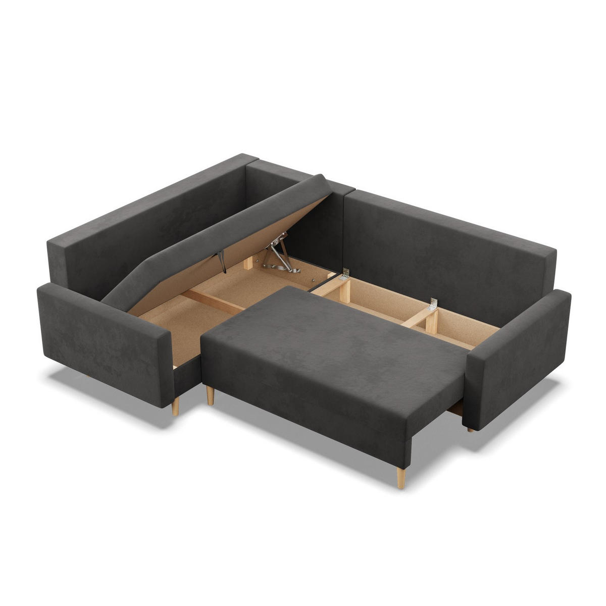 ECKSOFA MIT SCHLAFFUNKTION LINKS BLANK , Grau - Grau, Textil (223/175cm)