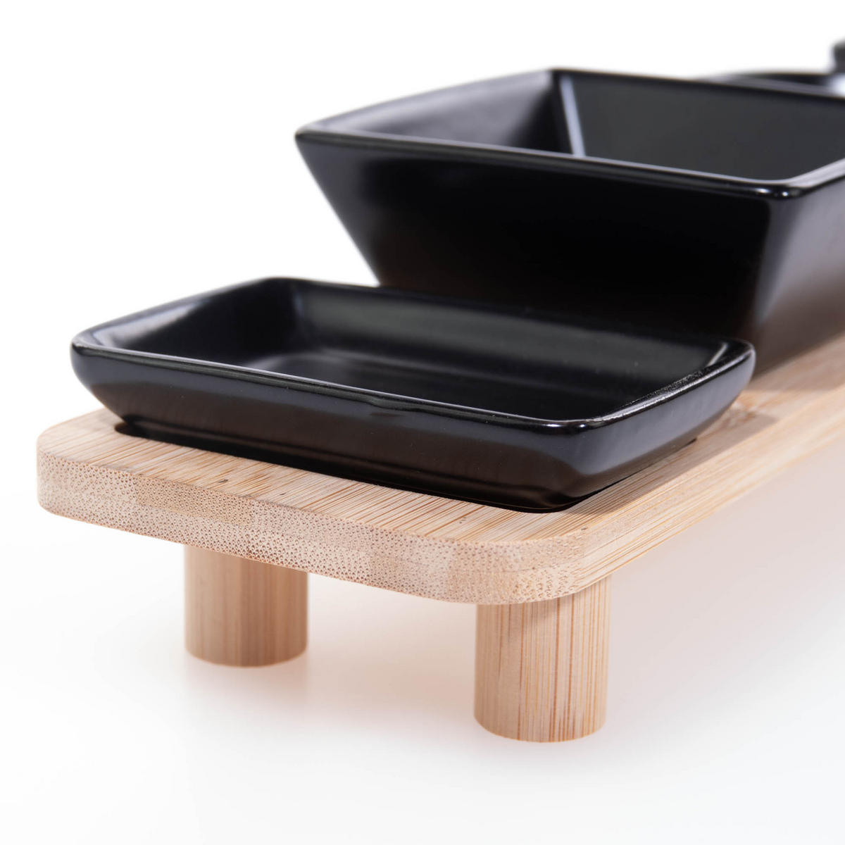 SERVIER-SET für Snacks Schwarz 50,6/9,4/7,7 cm - Schwarz, Keramik (50.6/9.4/7.7cm) - Excellent Houseware