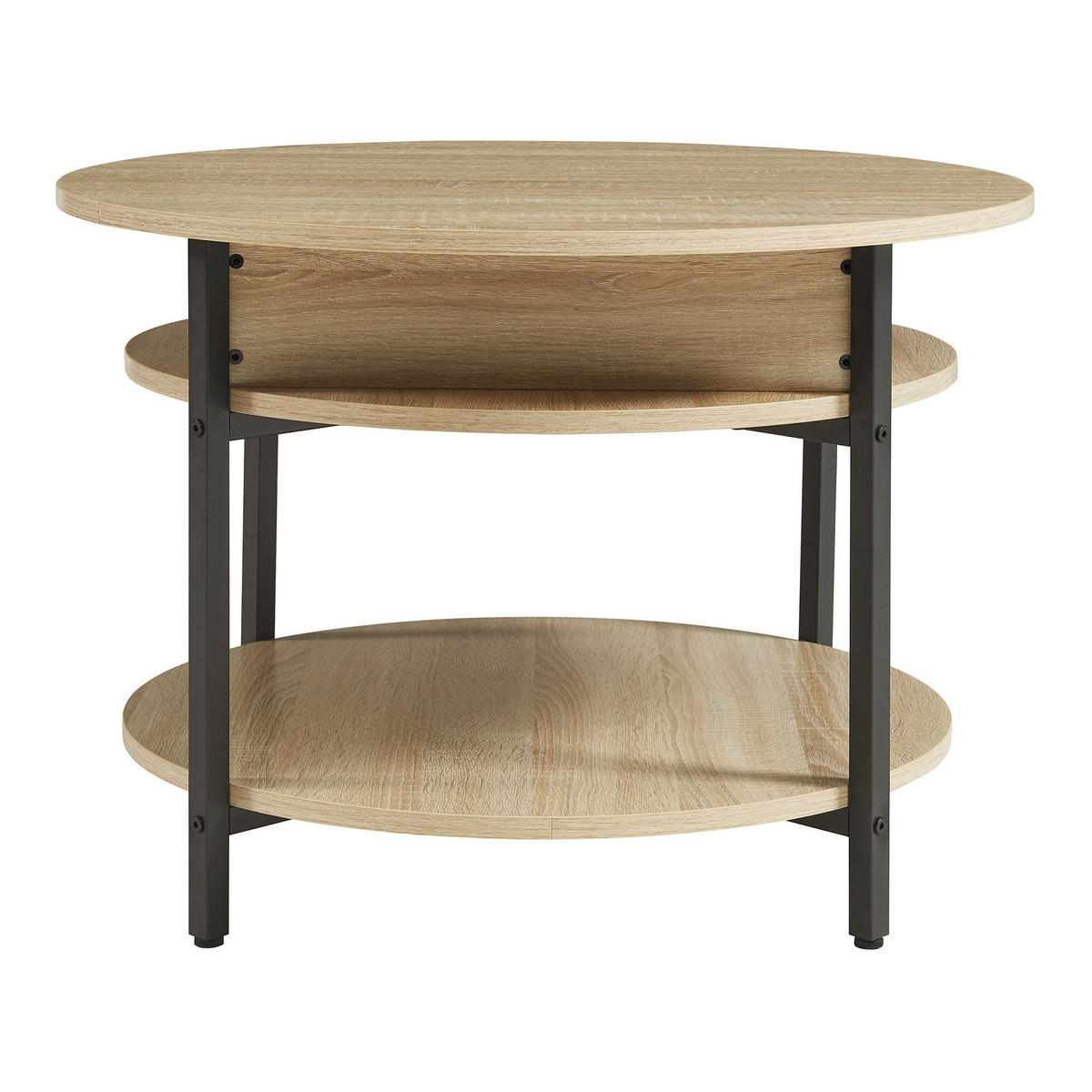 COUCHTISCH Kandas 70/49 cm - Eichefarben/Schwarz, Holzwerkstoff/Metall (70/70/49cm) - [en.casa]