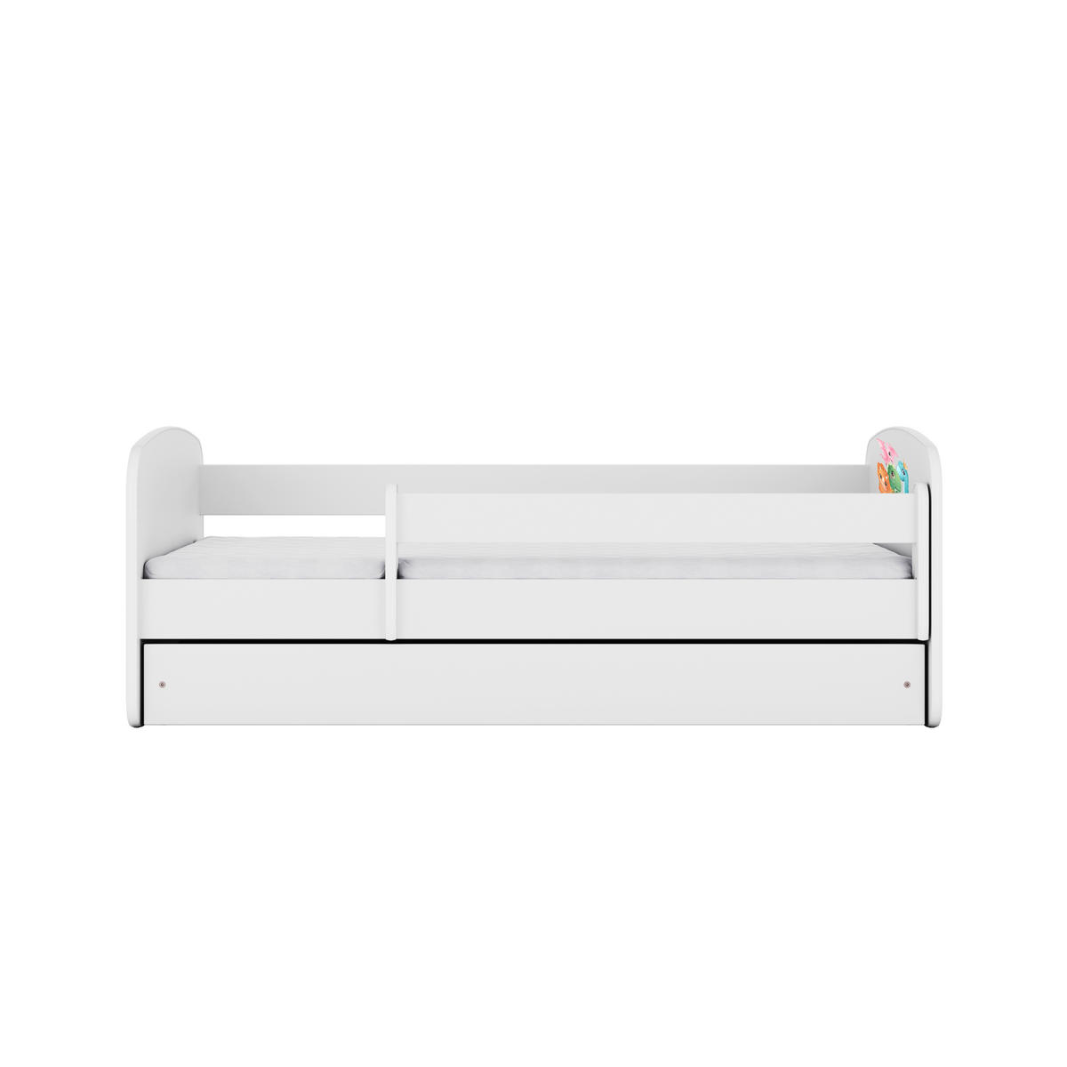 KINDERBETT Dino mit Schublade und Matratze 140/70 - Weiß, Holzwerkstoff (70/140cm) - RAUMHIRSCH FURNITURE