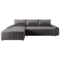 ECKSCHLAFSOFA Costa L grau links - Schwarz/Grau, Kunststoff/Textil (290/169cm) - Beautysofa
