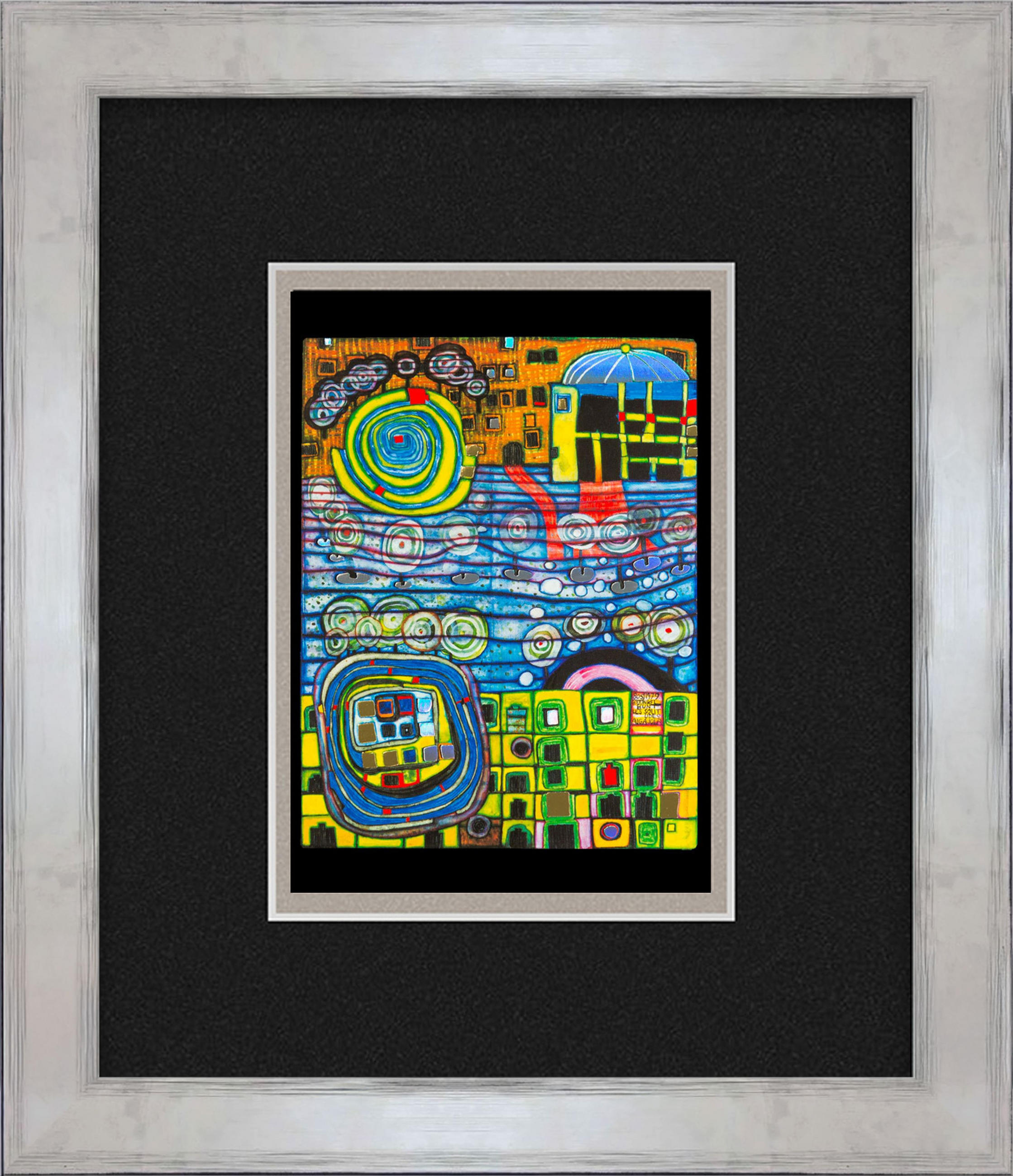 BILD gerahmt 30x35 cm Friedensreich Hundertwasser „Die vier Einsamkeiten“ - Gelb, Holz (35/30cm) - artissimo