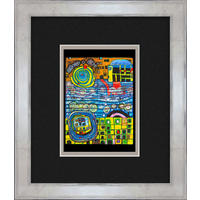 BILD gerahmt 30x35 cm Friedensreich Hundertwasser „Die vier Einsamkeiten“ - Gelb, Holz (35/30cm) - artissimo