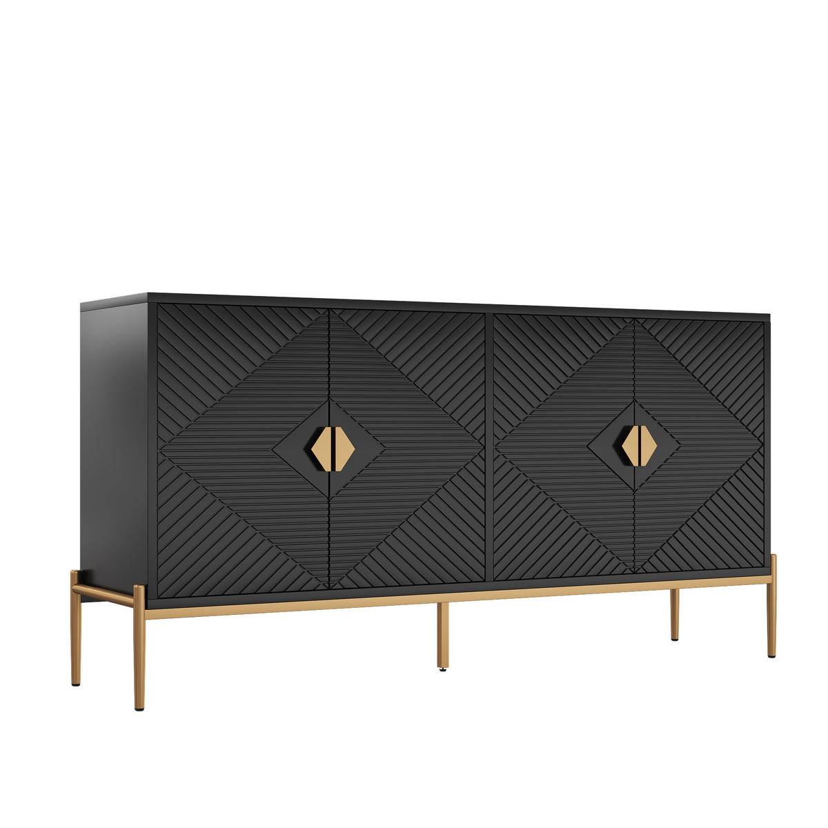 SIDEBOARD 162x40x80 cm Stauraum - Schwarz, Holz (162/80/40cm) - Fortuna Lai
