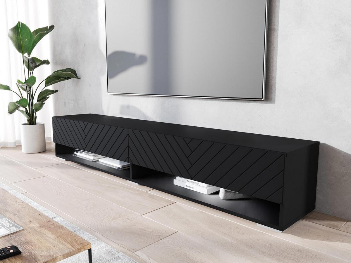 TV-LOWBOARD A180 MDF mit RGB LED Beleuchtung - Alufarben/Graphitfarben, Holzwerkstoff/Kunststoff (180/30/33cm) - MIRJAN24