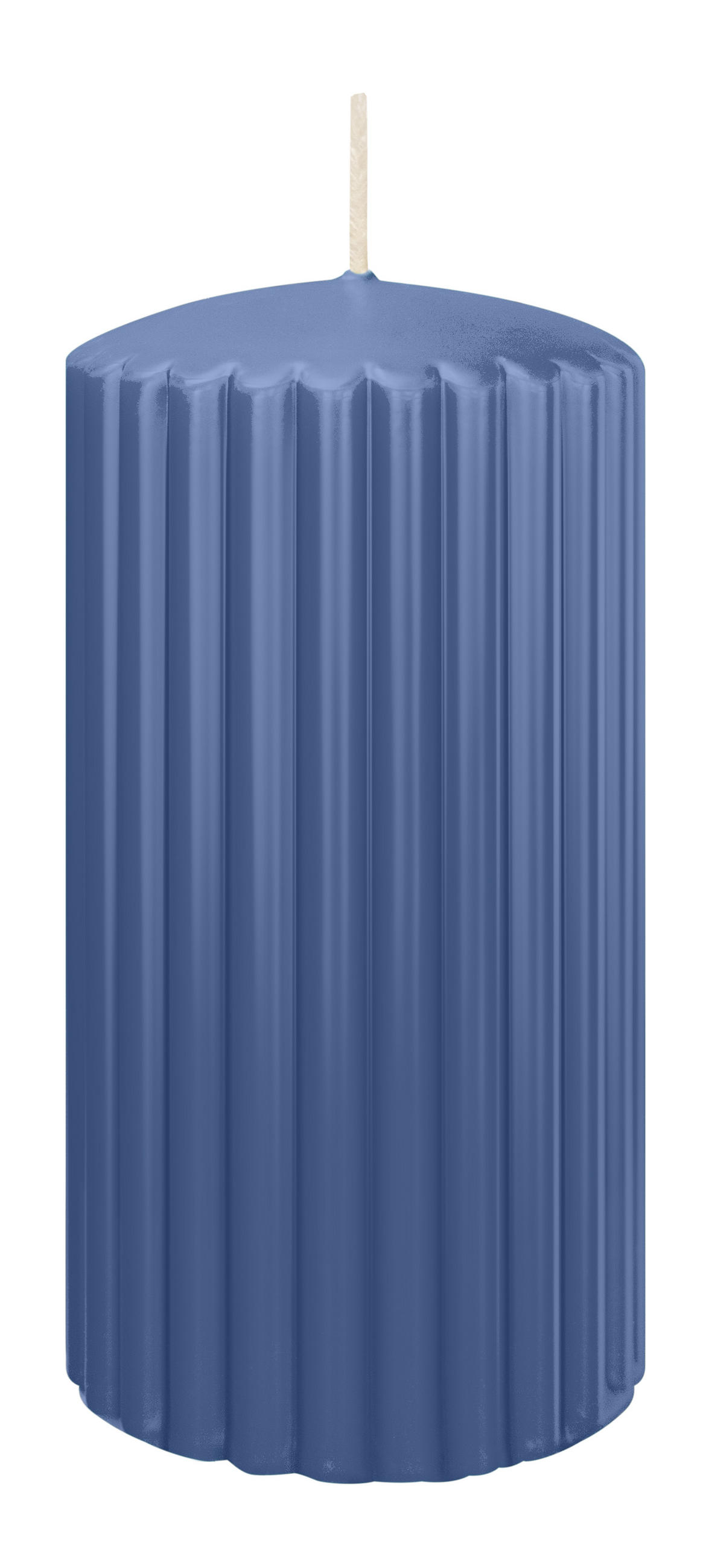 RILLEN KERZEN Graublau 150 x Ø 80 mm, 4 Stück - Blaugrau, Paraffin (8/15/15cm) - Wiedemann Kerzen