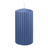 RILLEN KERZEN Graublau 150 x Ø 80 mm, 4 Stück - Blaugrau, Paraffin (8/15/15cm) - Wiedemann Kerzen