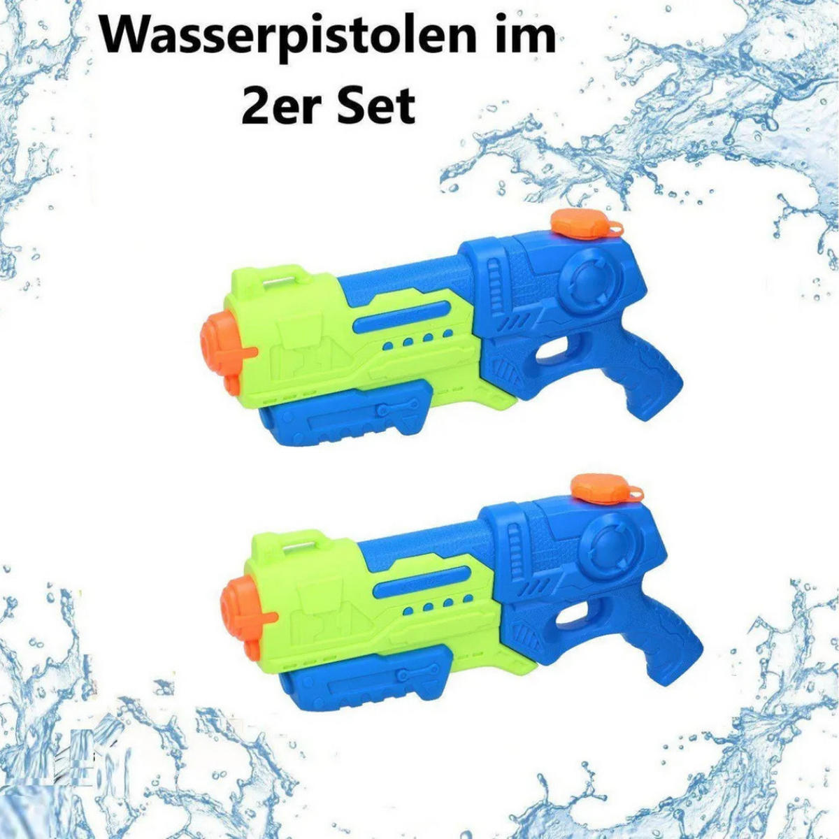 WASSERPISTOLE 2er Set 39 cm Blau Grün, Wasserblaster, Wasserspielzeug, Poolspielzeug, Strandspielzeug, Gartenspielzeug, Sommer Spielzeug, Outdoor - Blau/Orange, Kunststoff (45/20/12cm) - Sena