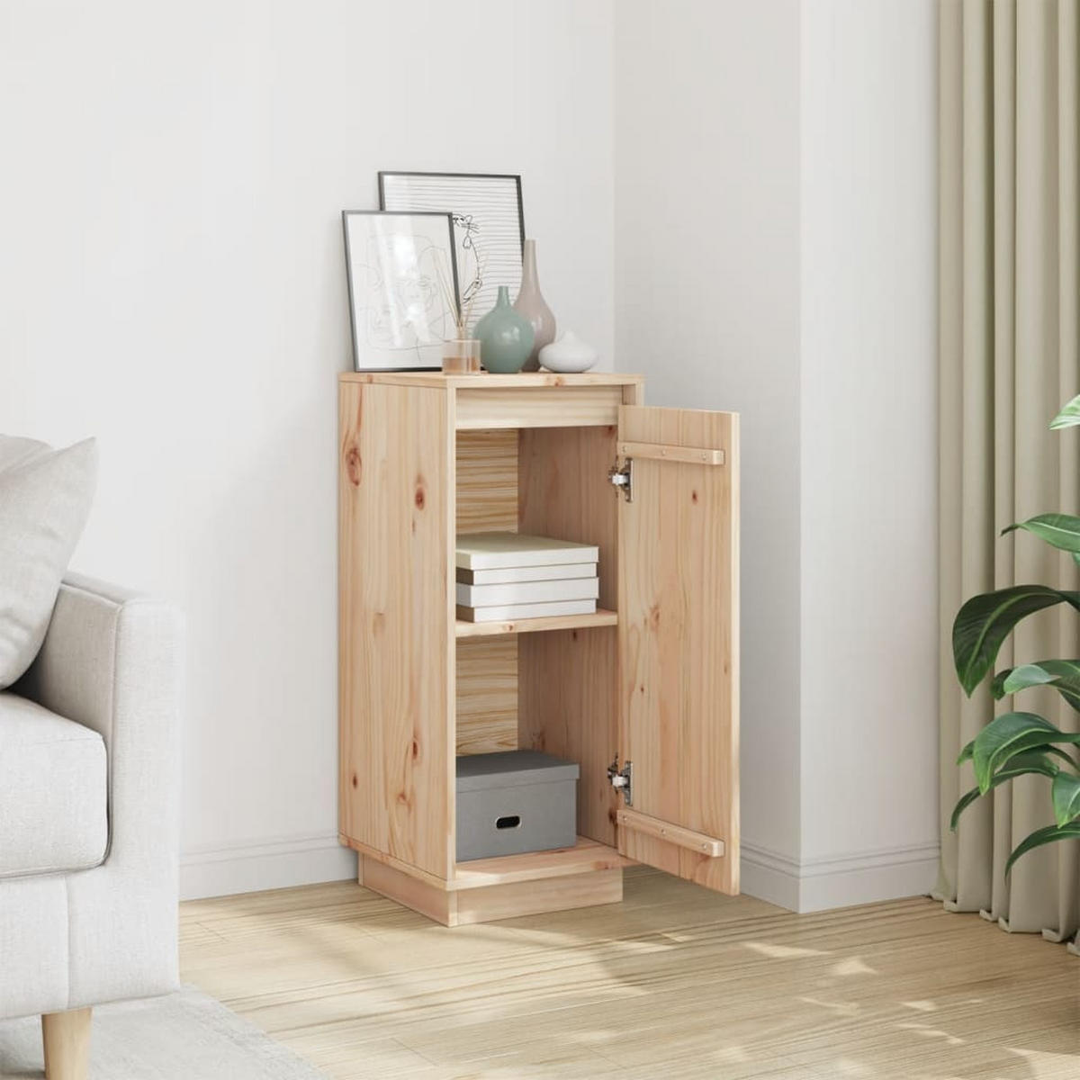 SIDEBOARD mit 1 Tür 31,5/34/75 cm aus Massivholz Kiefer - Braun, Holz (31.5/75/34cm) - vidaXL