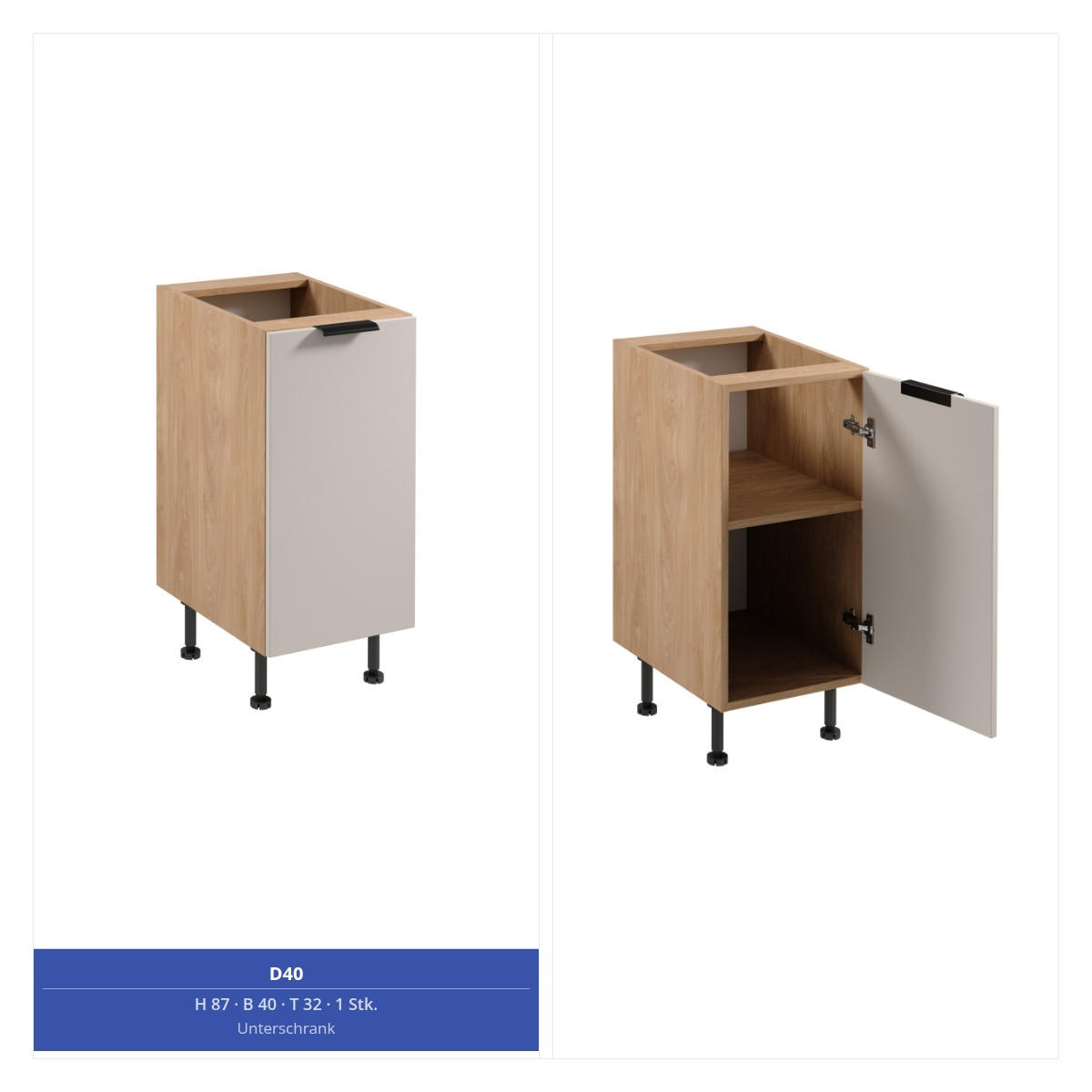 KÜCHENZEILE 400 cm - Sorento KS9-M400 - in Beige / Sonoma Eiche - Beige/Schwarz, Holz/Metall (400/247/58cm)