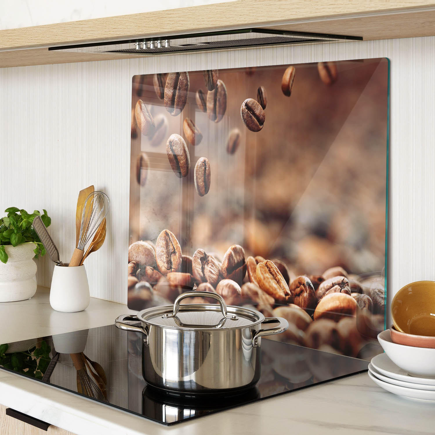 GLASPLATTE 60x52 cm Kaffeebohnen - Braun, Glas (60/0.4/52cm) - TULUP
