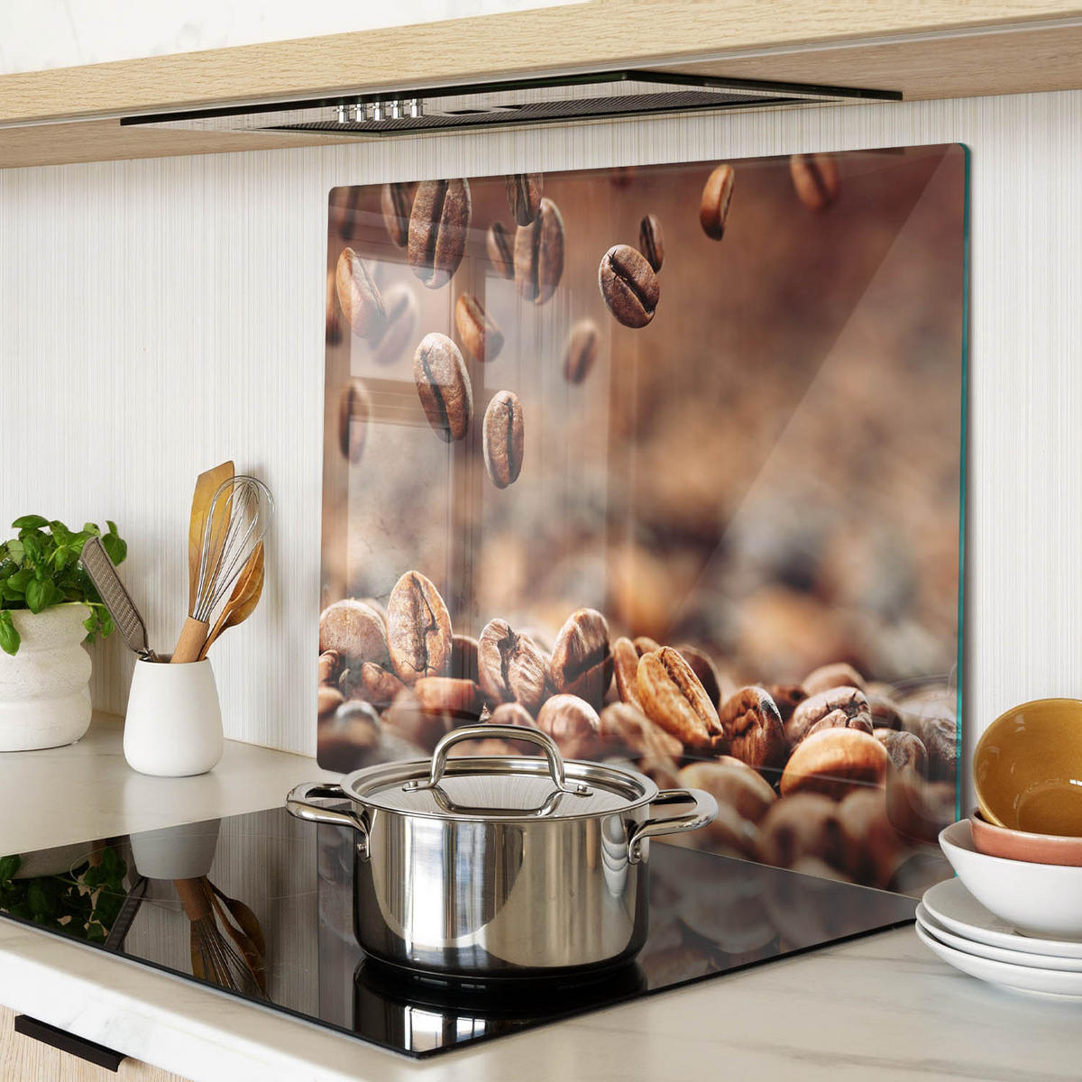 GLASPLATTE 60x52 cm Kaffeebohnen - Braun, Glas (60/0.4/52cm) - TULUP