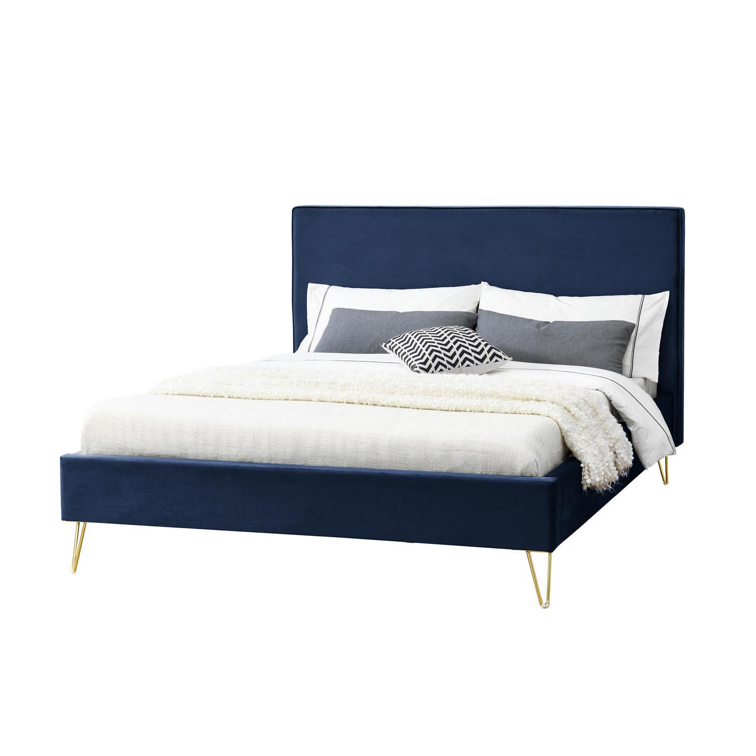 BETT Riverside Blau 140 x 190 cm - Blau, Holz (140/190cm) - Concept Usine