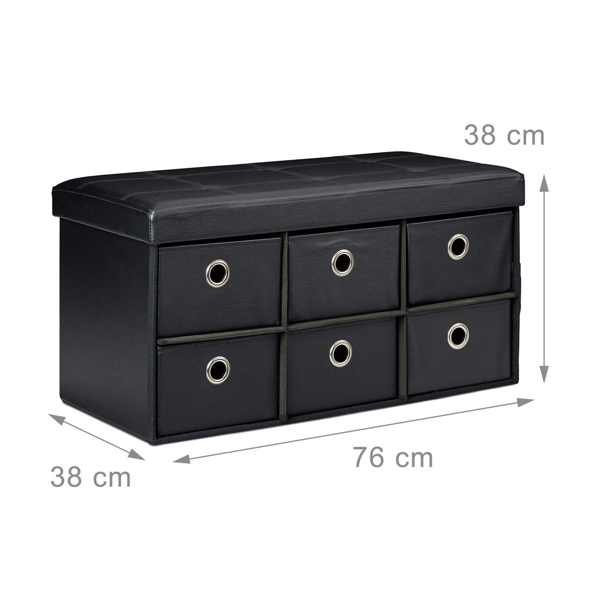 SITZBANK - Schwarz, Holzwerkstoff/Kunststoff (76/38/38cm) - Relaxdays